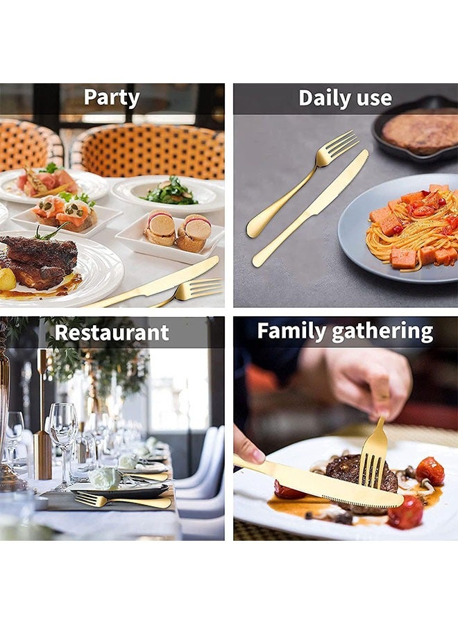 24 pieces Stainless Steel Cutlery Set Gold with Premium Wooden Box,Mirror Polished Flatware Set,Serve for 6,Including Knife/Fork/Spoon/Teaspoon(Gold) - Image 5