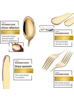 24 pieces Stainless Steel Cutlery Set Gold with Premium Wooden Box,Mirror Polished Flatware Set,Serve for 6,Including Knife/Fork/Spoon/Teaspoon(Gold) - pzsku/Z9C0FE664BBDA29BD8CBAZ/45/_/1724727451/c2c07a17-e0c9-4aa4-ac61-e92770990f88