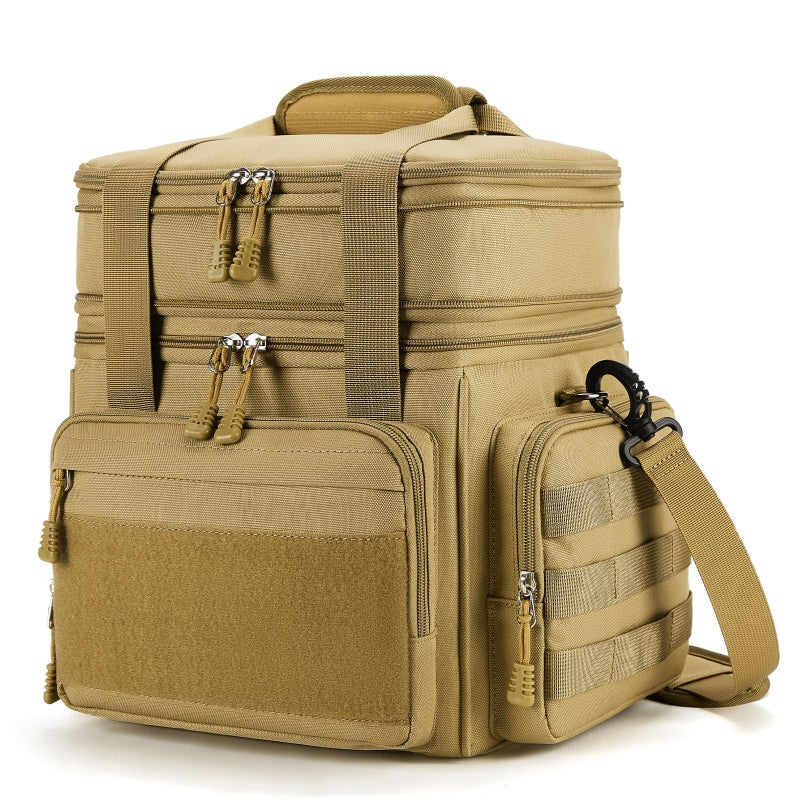 Gafetrey Gafetrey Tactical Lunch Box for Men Insulated Lunch Bag Adult Thermal Lunchbox Leakproof Waterproof Cooler Bag Dual Compartment Lunch tote Large Lunch Pail for Work Office TravelKhaki 15L 