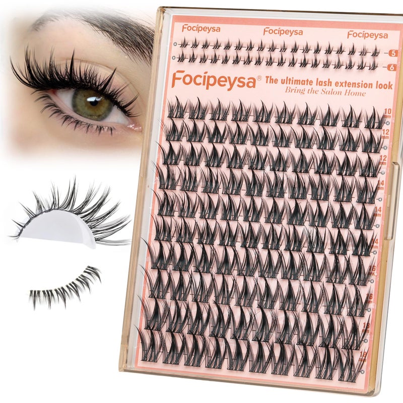 Focipeysa Natural Eyelash Clusters Spiky Lash Clusters 120 PCS Lashes Extensions with Bottom Lashes 8-16mm CD Curly Individual Lash Clusters Wispy DIY Lash Extension at Home - Image 1