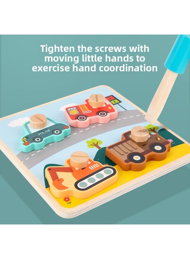 Wooden Screw Matching Puzzle Children's Early Education Hand-eye Coordination Training Nut Assembly Hand-held Educational Toys-Color:Qzf-shaped Nut Matching Plate 0.65 - Image 4