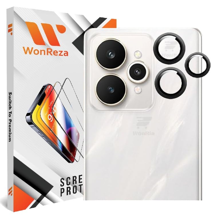 WonReza ® Pack 3- Camera lens Protector Ring for Realme 15 Pro 5G Camera Tempered Glass Aluminum Alloy Rings, Ultra-HD Metal Frame- Black - Image 1