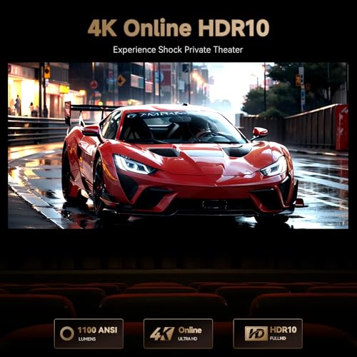 Wanbo X5 Pro Google TV Projector 4K Supported, 1100 ANSI Smart Projector with WiFi and Bluetooth, Outdoor & Home Movie Proyector, Auto Focus & Keystone, HDMI 2.0, Voice Control, HDR10 (2025 Upgraded) - Image 4