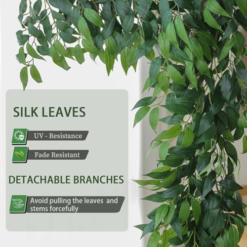mizii Artificial Vines Garland 6.5 Feet Faux Italian Ruscus Vine Greenery Garland Silk Green Leaves Decoration Fake Plants Greenery for Table Centerpieces Home Room Wall Wedding Arch Decor (6.5 feet) - Image 5