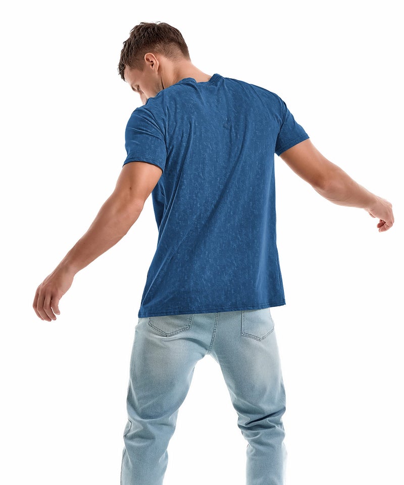 KLIEGOU Men's T-Shirts - Elasticity Cotton Crew Neck Tees 2166 Dark Blue M - Image 5