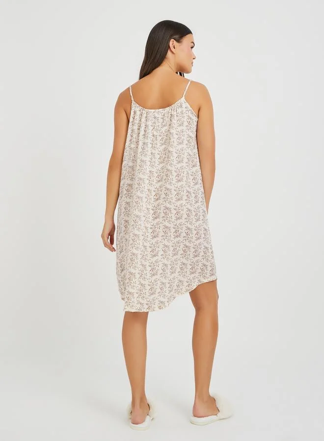 Styli Styli Floral Print Cotton Gauze Slip Dress