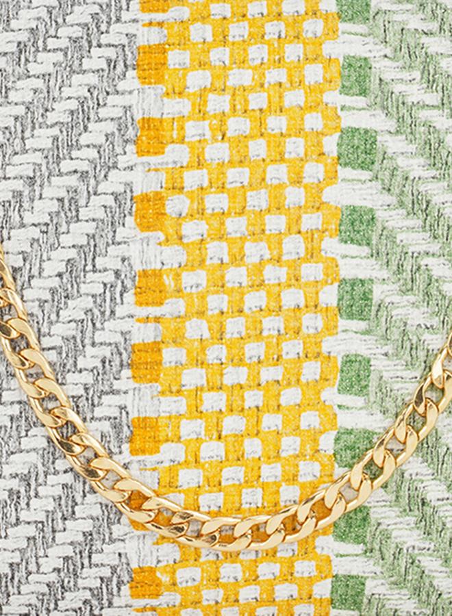 globus Green Woven Clutch with Detachable Chain Strap - Image 5