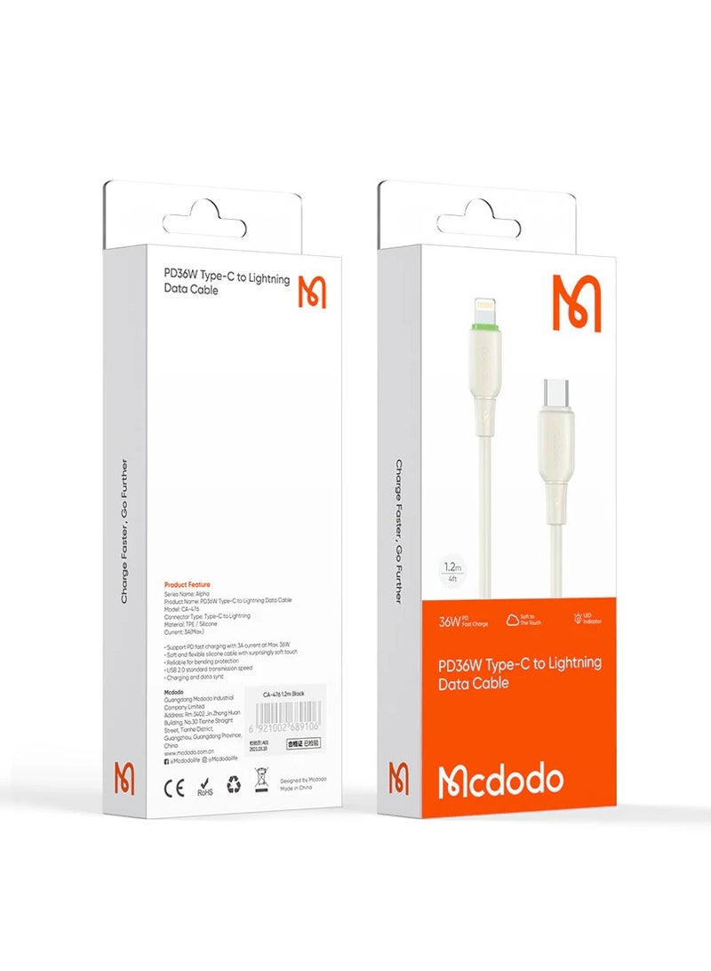 MCDODO CA-476 36W TYPE C TO LIGHTNING DATA CABLE - Image 1