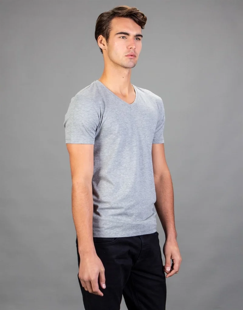 Tudors V Neck Plain Grey Short Sleeve Men's T-Shirt