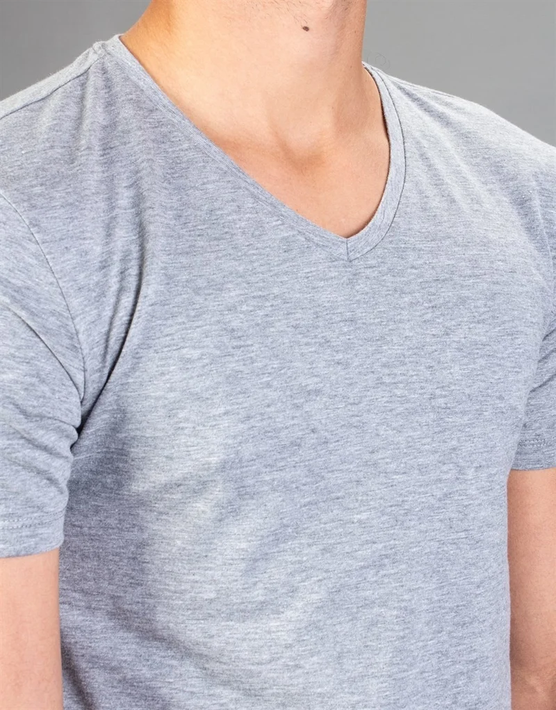 Tudors V Neck Plain Grey Short Sleeve Men's T-Shirt