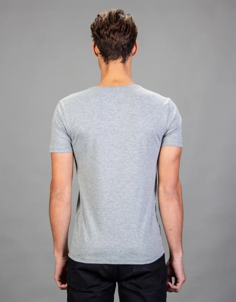 Tudors V Neck Plain Grey Short Sleeve Men's T-Shirt