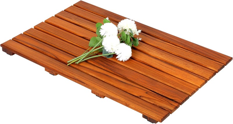 VaeFae Teak Shower Mat, Non-Slip Bath Mat, Luxury Spa Mat, Wooden Mat for Bathtub, 26 x 17 in - Image 1