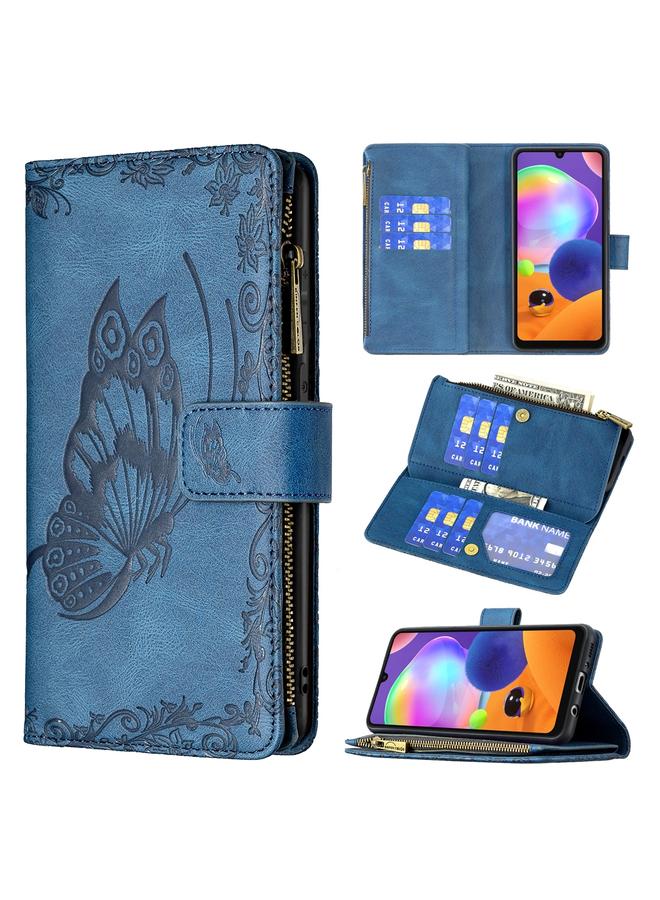 S-TOP Case For Samsung Galaxy A31 Flying Butterfly Embossing Pattern Zipper Horizontal Flip Leather Case with Holder & Card Slots & Wallet - Image 1