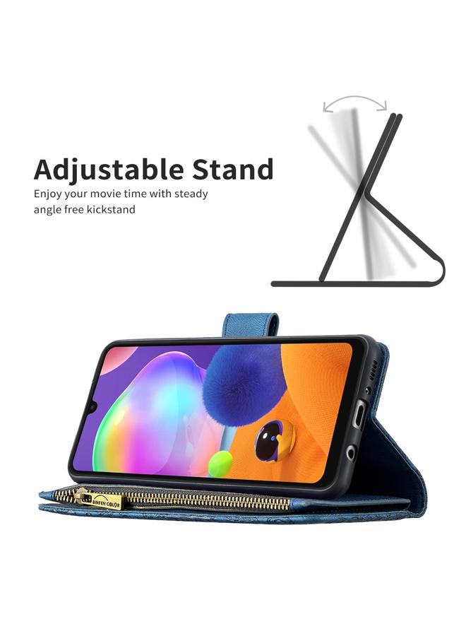 S-TOP Case For Samsung Galaxy A31 Flying Butterfly Embossing Pattern Zipper Horizontal Flip Leather Case with Holder & Card Slots & Wallet - Image 5