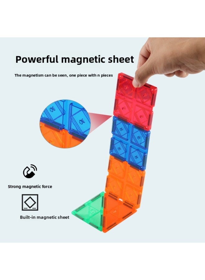 Color Window Magnetic Film Sliding Rail Transit Electric Car Building Blocks Children's Educational Magnetic Matching Toy Gift-Specifications:Rail Car 266pcs (storage Bucket Included)  - Image 3