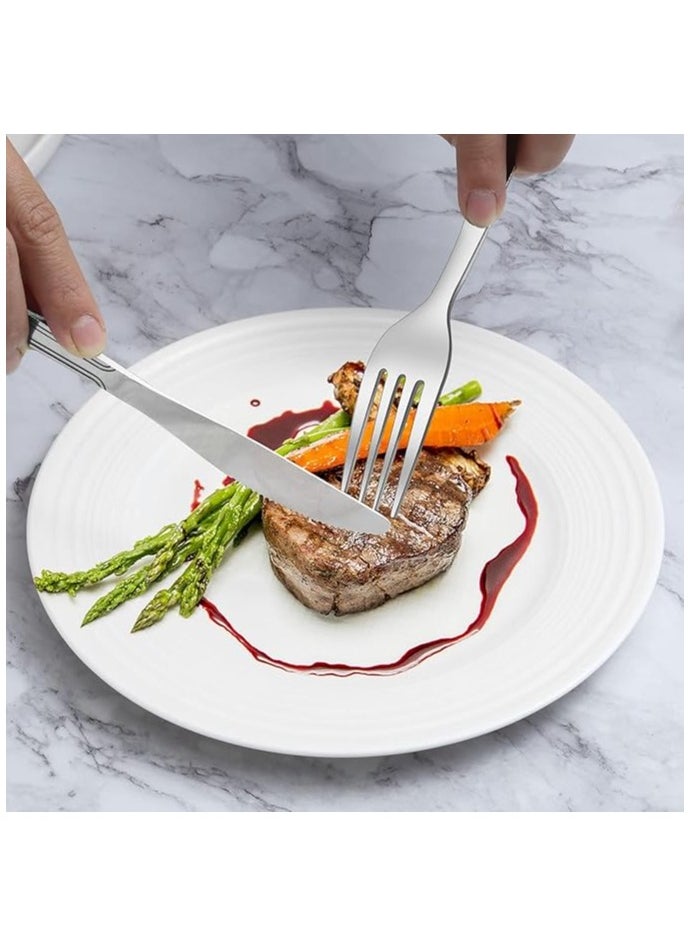 XiuWoo - 30-Piece Knife Fork Spoon Full Set Silver - Image 1