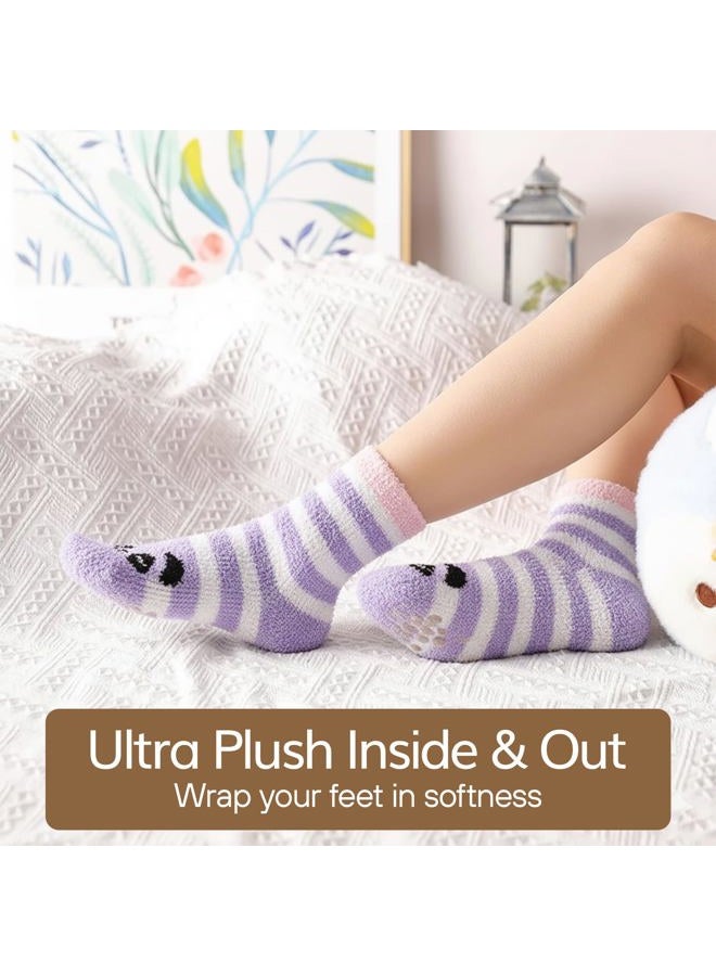 WaySoft Fluffy Fuzzy Socks for Women & Teen Girls - 4 to 5 Pairs Bulk Pack - 2023 Holiday Collection - Cozy Warm Fleece Socks (Girls Unicorns - 5 Pairs) - Image 3