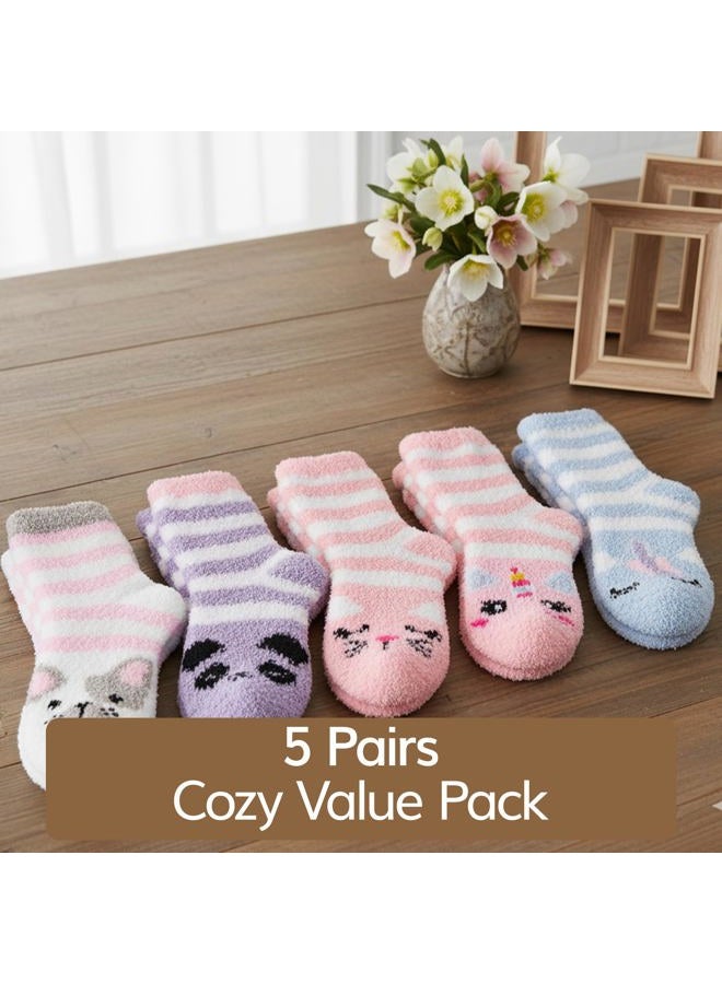 WaySoft Fluffy Fuzzy Socks for Women & Teen Girls - 4 to 5 Pairs Bulk Pack - 2023 Holiday Collection - Cozy Warm Fleece Socks (Girls Unicorns - 5 Pairs) - Image 5