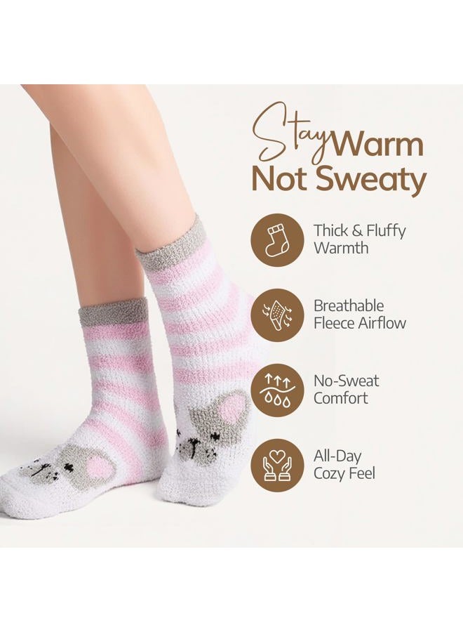 WaySoft Fluffy Fuzzy Socks for Women & Teen Girls - 4 to 5 Pairs Bulk Pack - 2023 Holiday Collection - Cozy Warm Fleece Socks (Girls Unicorns - 5 Pairs) - Image 4