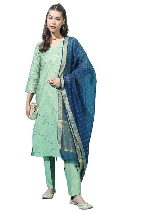 Vishudh Women's Rayon Ethnic kurta  Set rayon  GREEN(L) - Image 1