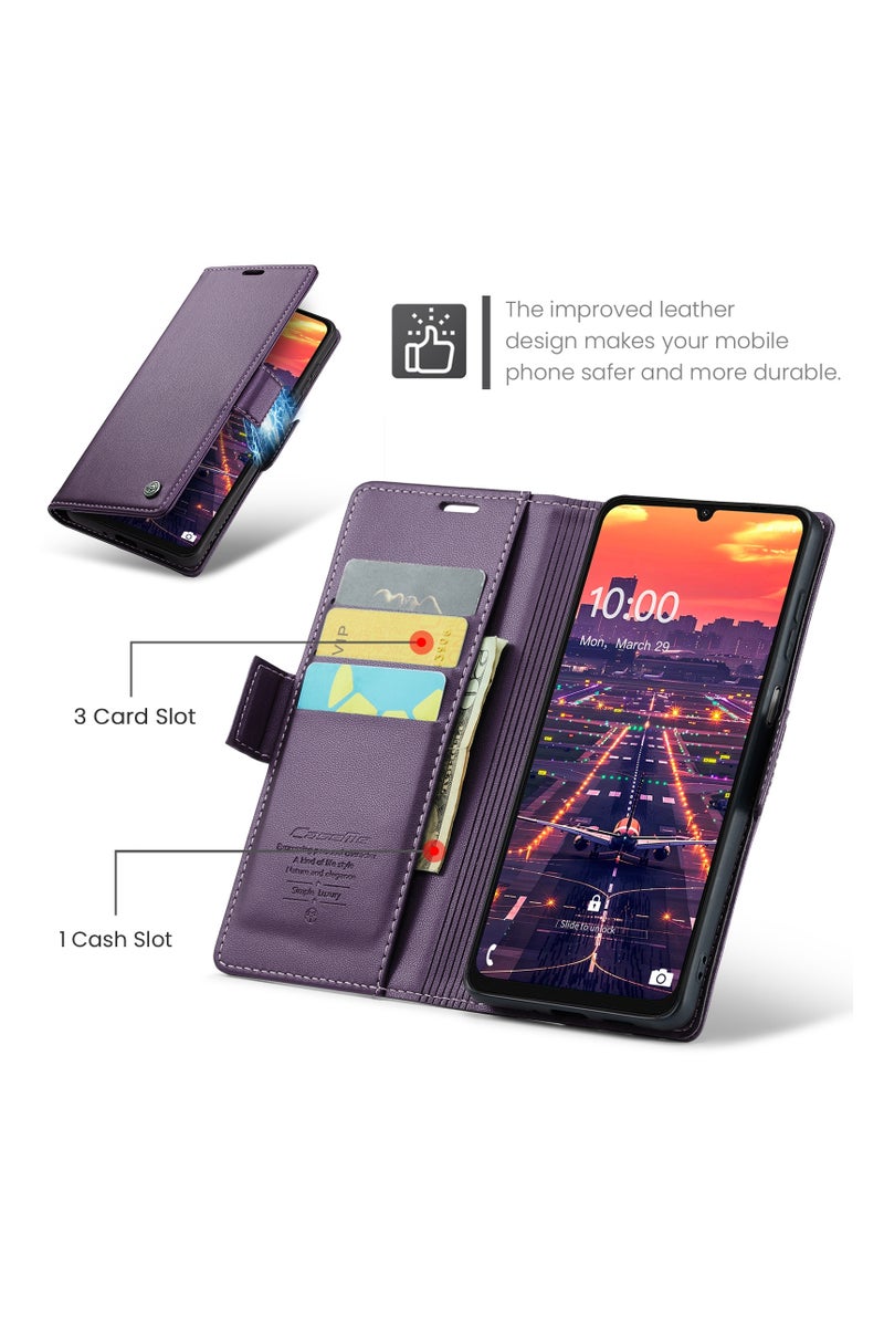 CaseMe Flip Wallet Case For Samsung Galaxy A16 4G/5G RFID Blocking PU Leather Wallet Flip Folio Case with Card Holder Kickstand Shockproof Phone Cover - Purple - Image 2