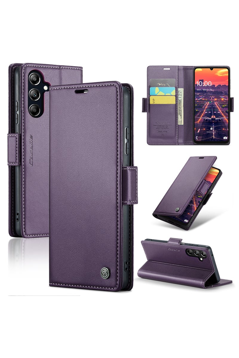 CaseMe Flip Wallet Case For Samsung Galaxy A16 4G/5G RFID Blocking PU Leather Wallet Flip Folio Case with Card Holder Kickstand Shockproof Phone Cover - Purple - Image 1