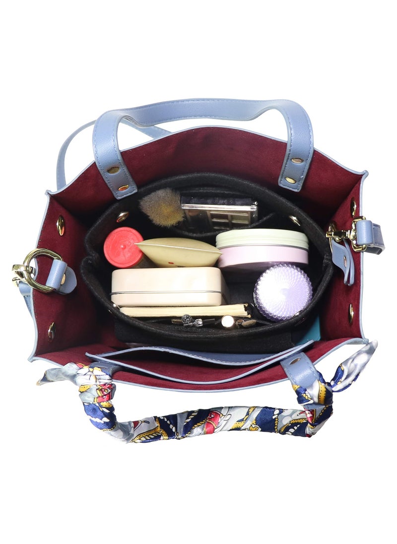 SYOSI - Purse Organizer Insert Tote Bag Ladies Handbag Liner Pocket Mini for Speedy Neverfull 19X18X9cm Black - Image 1
