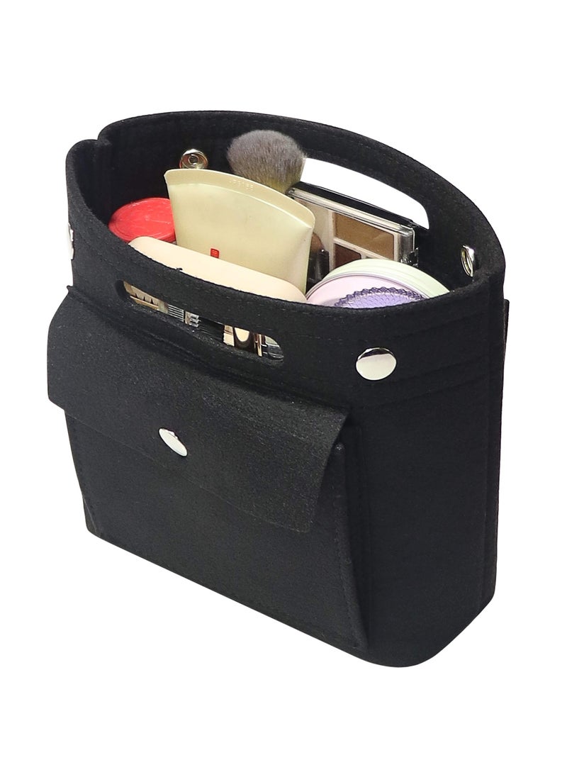 SYOSI - Purse Organizer Insert Tote Bag Ladies Handbag Liner Pocket Mini for Speedy Neverfull 19X18X9cm Black - Image 1