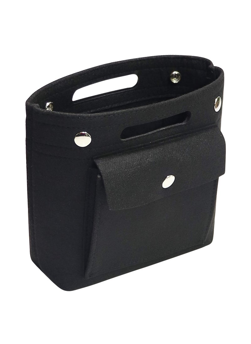 SYOSI - Purse Organizer Insert Tote Bag Ladies Handbag Liner Pocket Mini for Speedy Neverfull 19X18X9cm Black - Image 1