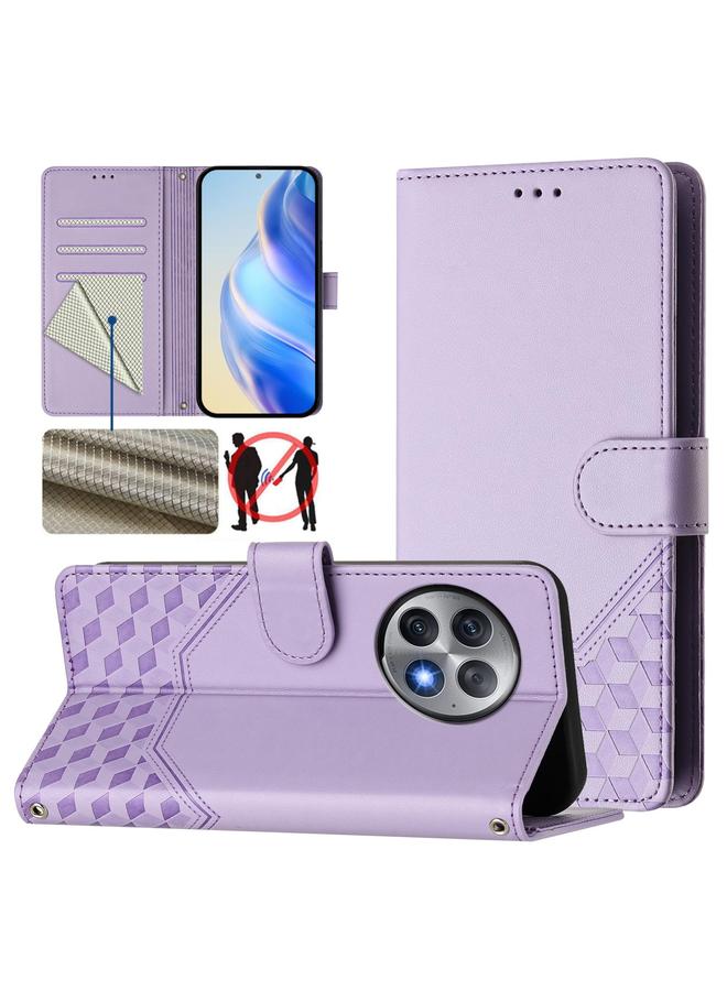 اس-توب جراب لهاتف OnePlus Ace 2 Pro 5G مصنوع من الجلد بنقش قرص العسل بتقنية RFID - Image 1