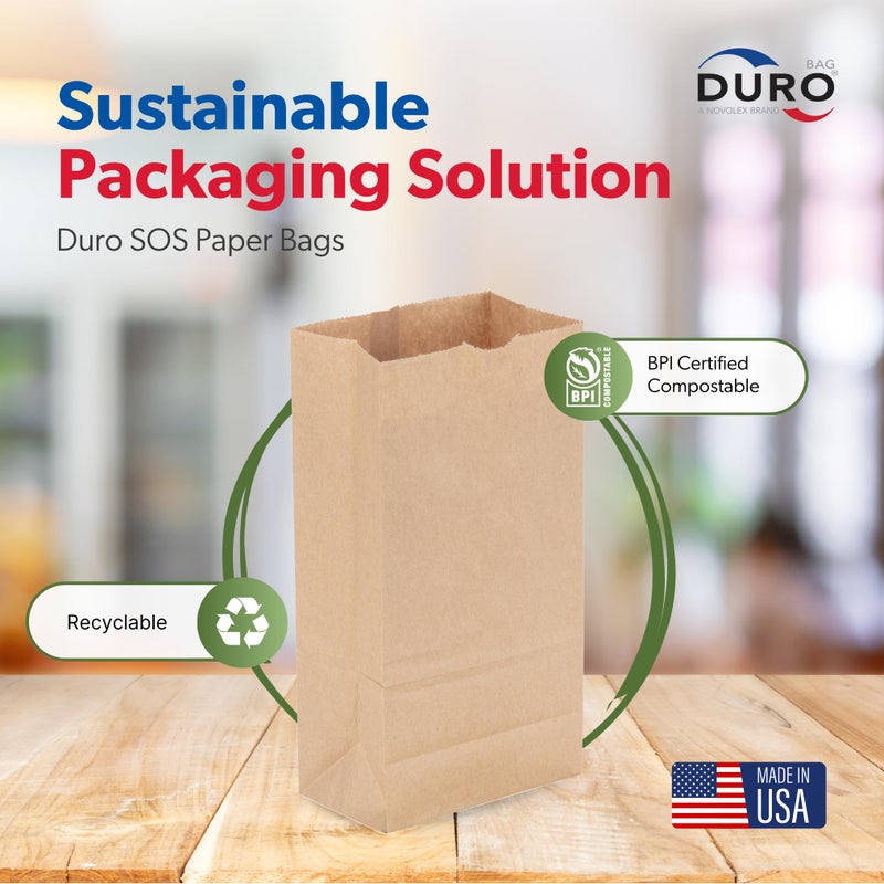 Duro 2# Brown Paper Lunch Bags 500 Count, Bulk Disposable Brown Paper Bags, Small SOS Paperbags for Candy, Snacks & Treats - 4.31 x 2.43 x 7.87 Inches - Image 4