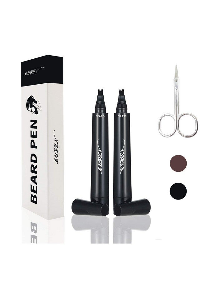 MUFUN 2Pcs Beard Pencil Filler For Men Sweat Proof Water Resistance Long Lasting & Natural Finish Barber Pencil Enhance Facial Hair Mustache Repair Shape(Black) - Image 2