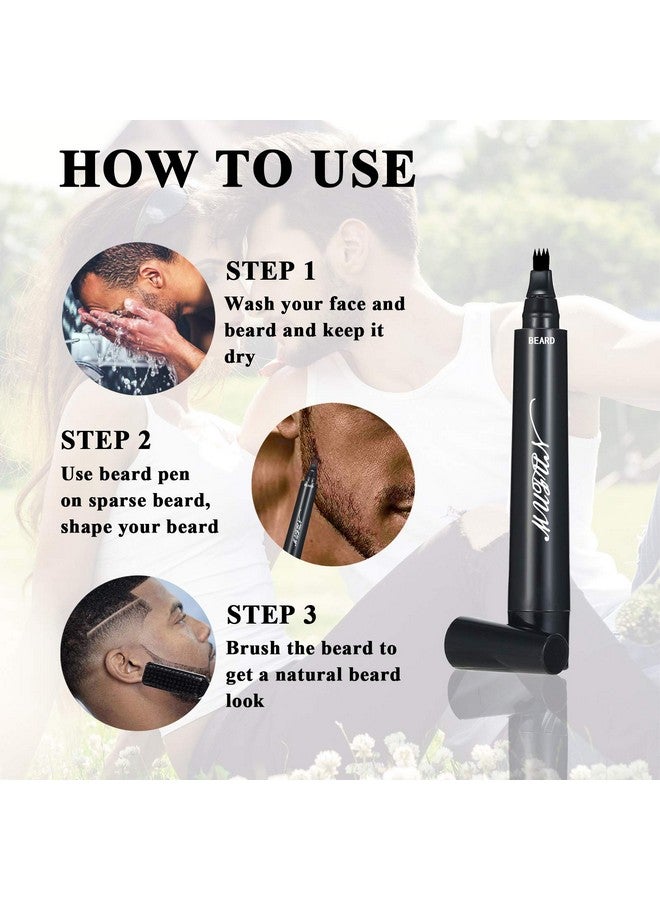 MUFUN 2Pcs Beard Pencil Filler For Men Sweat Proof Water Resistance Long Lasting & Natural Finish Barber Pencil Enhance Facial Hair Mustache Repair Shape(Black) - Image 5