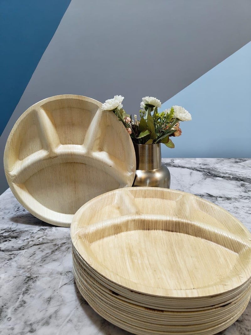 HAPPY BORN Leaf Plate with 4 deep Compartment Natural Perfect Disposable for Party and Function 50 Plate with 100 Bowl Free - Image 5