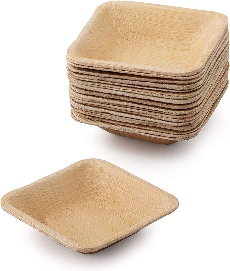 HAPPY BORN Leaf Plate with 4 deep Compartment Natural Perfect Disposable for Party and Function 50 Plate with 100 Bowl Free - Image 3