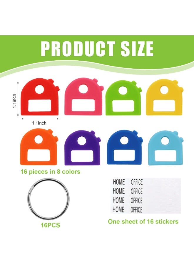 سونسر 16 غطاء مفتاح مشفر + 16 سلسلة مفاتيح مجانية و 16 بطاقة هوية قابلة للكتابة - مطاطية قابلة للتمدد تناسب معظم المفاتيح (8 ألوان) - Image 2