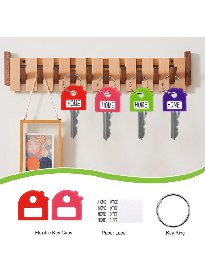 سونسر 16 غطاء مفتاح مشفر + 16 سلسلة مفاتيح مجانية و 16 بطاقة هوية قابلة للكتابة - مطاطية قابلة للتمدد تناسب معظم المفاتيح (8 ألوان) - Image 4