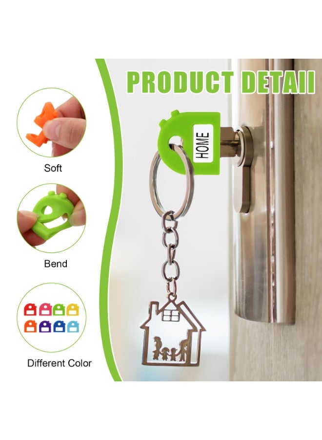 سونسر 16 غطاء مفتاح مشفر + 16 سلسلة مفاتيح مجانية و 16 بطاقة هوية قابلة للكتابة - مطاطية قابلة للتمدد تناسب معظم المفاتيح (8 ألوان) - Image 3