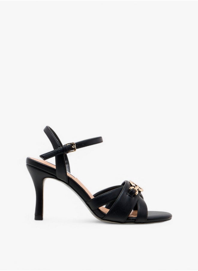 ELLE Women's Solid Strap Sandals with Buckle Closure  - Image 3