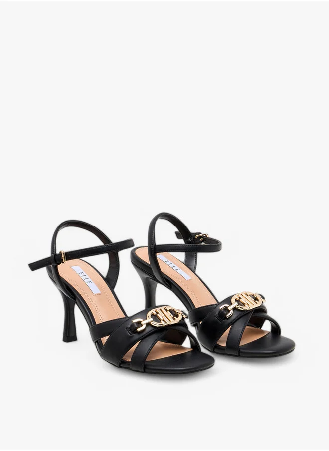 ELLE Women's Solid Strap Sandals with Buckle Closure