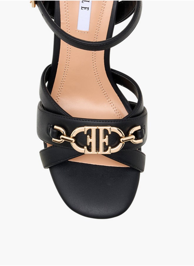 ELLE Women's Solid Strap Sandals with Buckle Closure  - Image 4