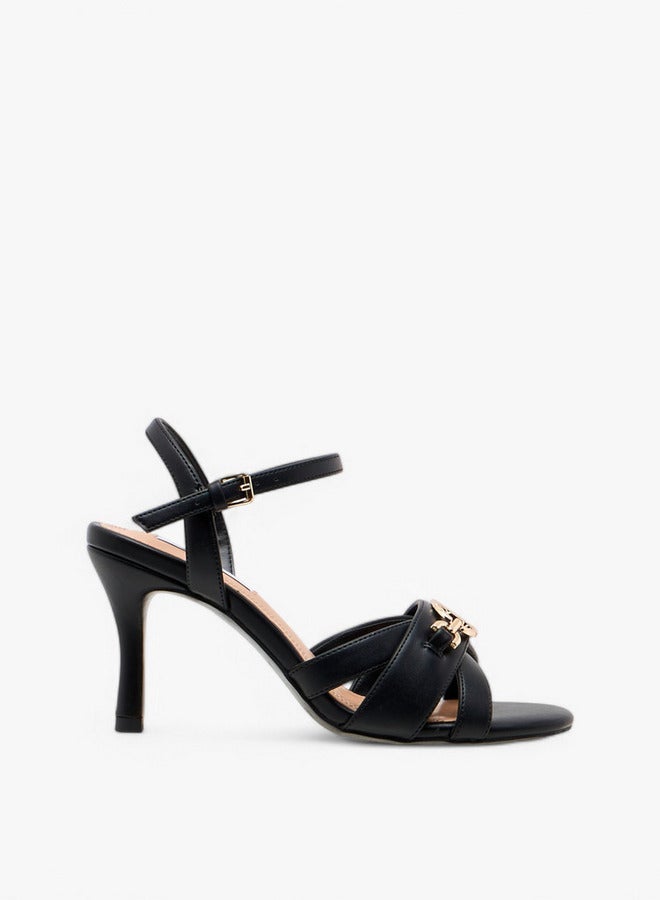 ELLE Women's Solid Strap Sandals with Buckle Closure - Image 1