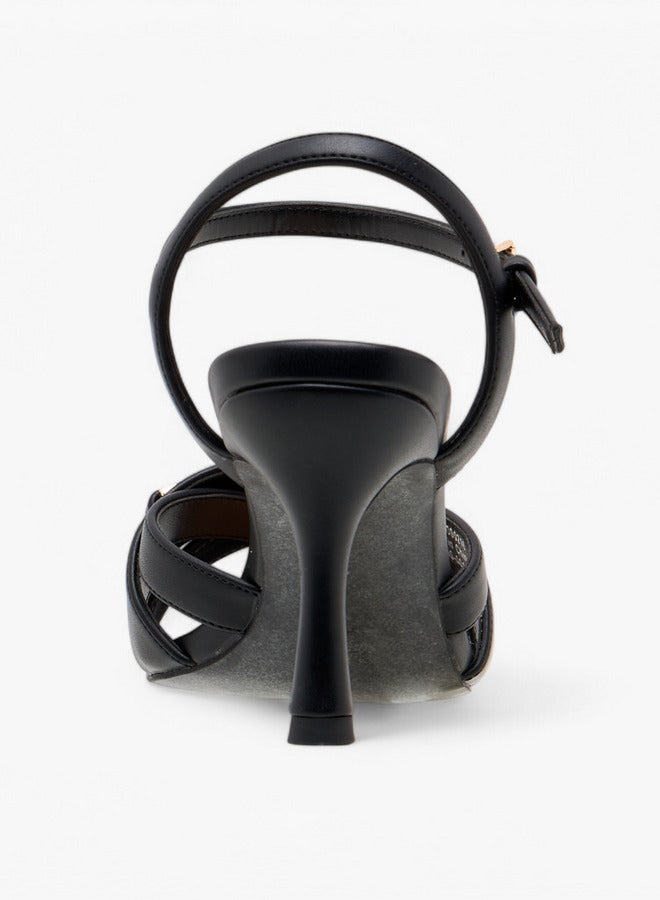 ELLE Women's Solid Strap Sandals with Buckle Closure - Image 5