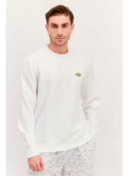 Men Crew Neck Brand Logo Long Sleeves Sweatshirt, White
