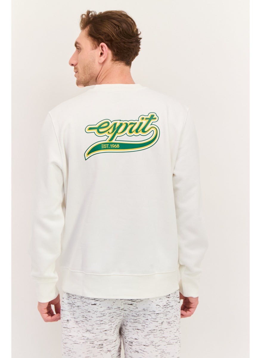 ESPRIT - Men Crew Neck Brand Logo Long Sleeves Sweatshirt, White - Image 1