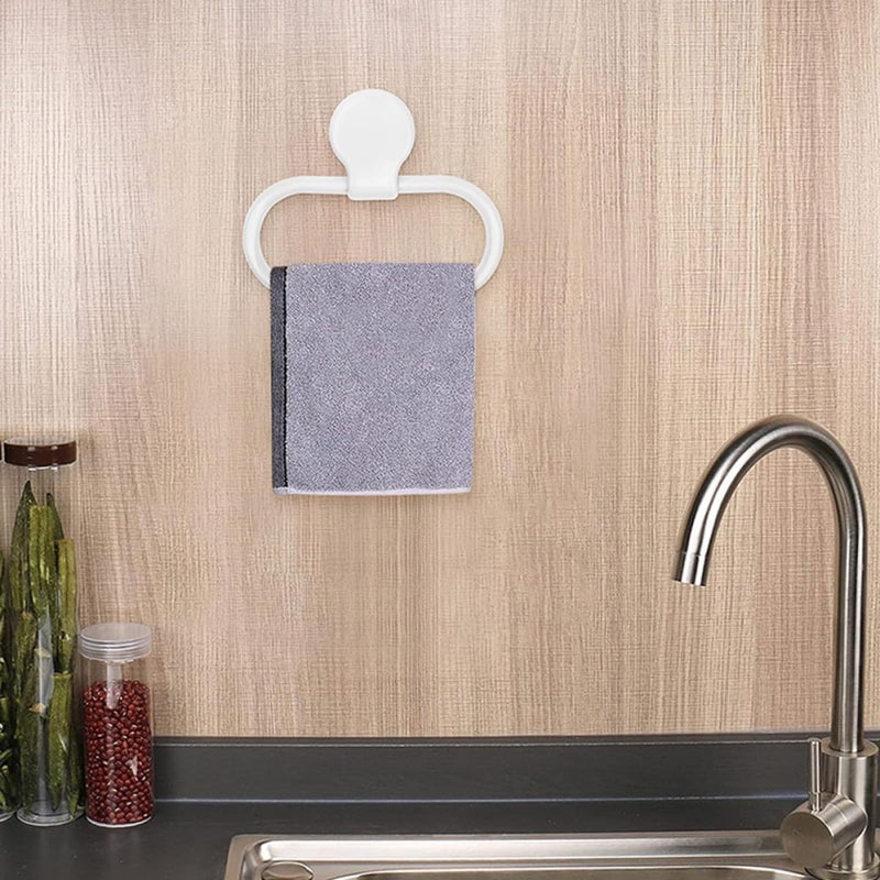 Storage transit efficiency build GLEAVI 2Pcs Adhesive Towel Ring Bathroom Wall Mounted Hand Towel Holder White No Drilling Bathroom Hanger Kitchen Rack Global light sturdy raw material - Image 5