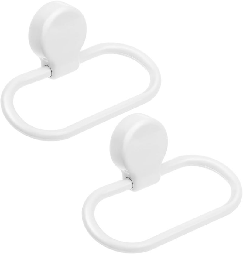 Storage transit efficiency build GLEAVI 2Pcs Adhesive Towel Ring Bathroom Wall Mounted Hand Towel Holder White No Drilling Bathroom Hanger Kitchen Rack Global light sturdy raw material - Image 1