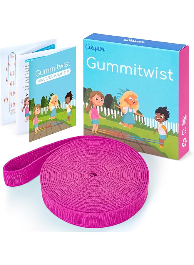 PROMASS Chinese Jump Rope, 4M Long 1.5Cm Wide Elastic Chinese Ropes With Instructions French Skipping Rubber Band For Indoor And Outdoor Children Jumpsies Games, Ideal For Gifts For Kids - Image 1