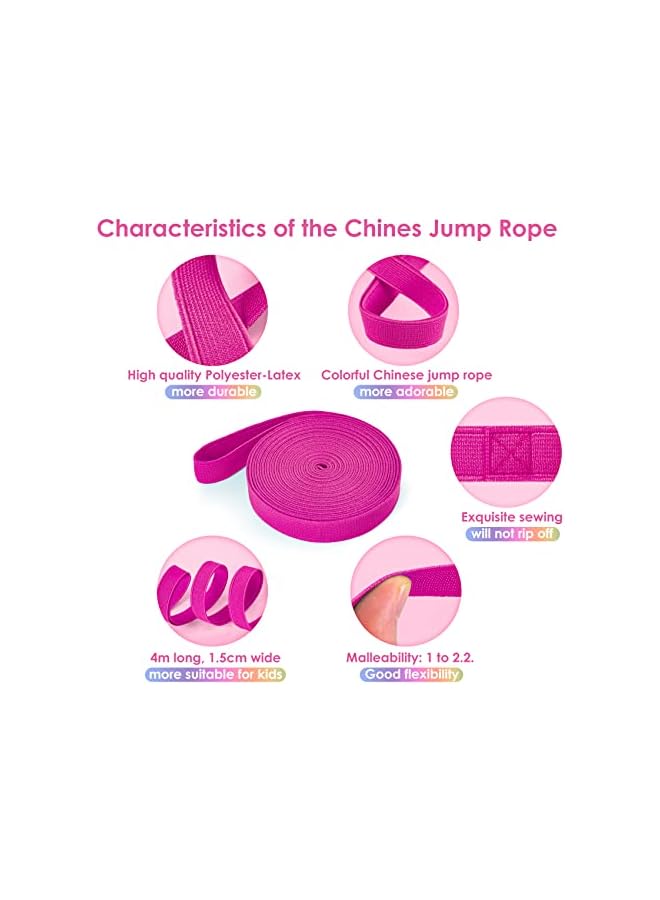 PROMASS Chinese Jump Rope, 4M Long 1.5Cm Wide Elastic Chinese Ropes With Instructions French Skipping Rubber Band For Indoor And Outdoor Children Jumpsies Games, Ideal For Gifts For Kids - Image 2