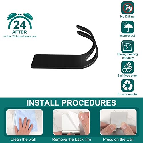 CGBE Shower Holders for Razors, 2 Pack Squeegee Holder and 2 Pack Razor Holder, Razors Holder for Shower Heavy Duty Waterproof Hook for Squeegee Loofah - Black - Image 4